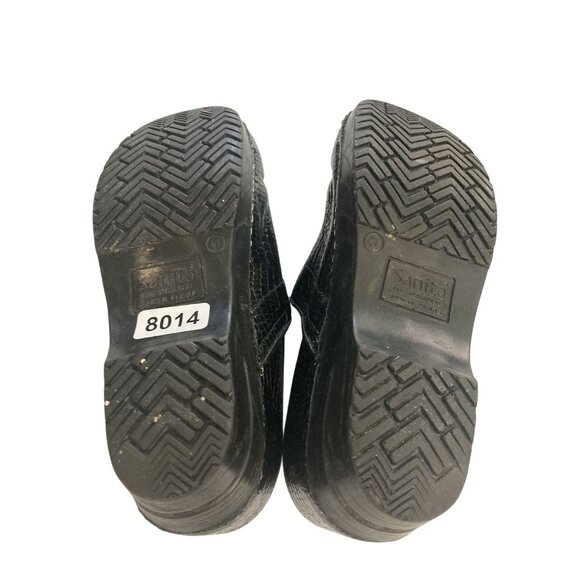 Sanita Womens Size 10 US 41 EU Black Crocodile Pattern Leather Clogs shoes - Picture 8 of 8